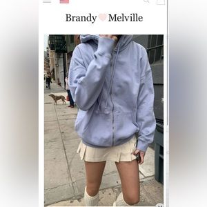 brandy melville CHRISTY LIGHT BLUE ZIP-UP HOODIE
